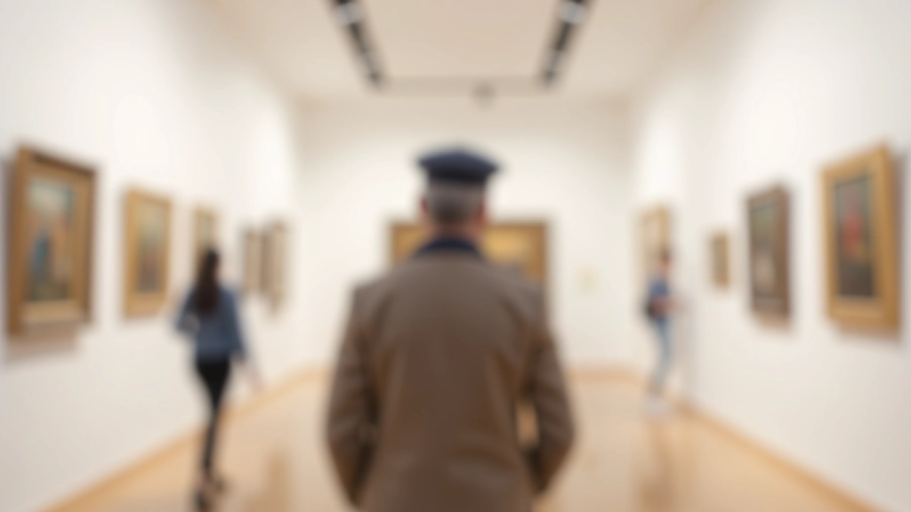 Interior de galeria com obras de arte em parede clara e iluminação profissional