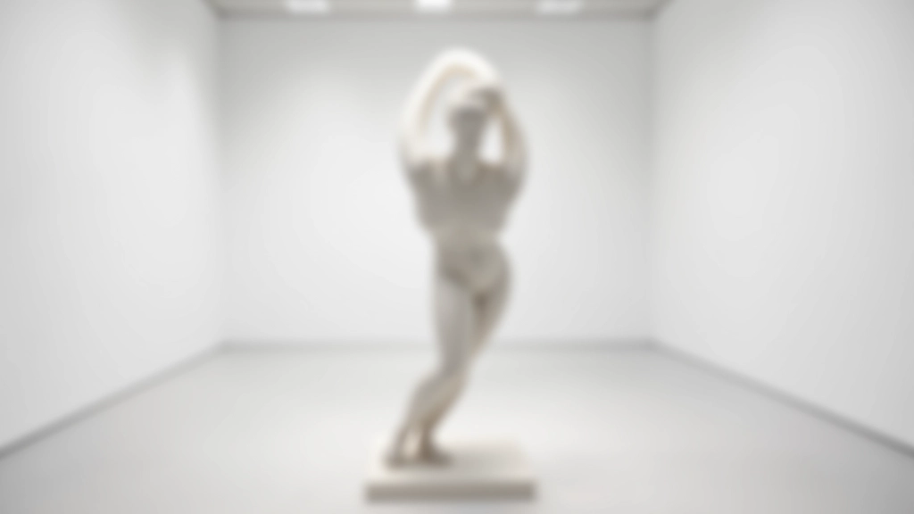 Escultura moderna em espaço de exposição bem iluminado